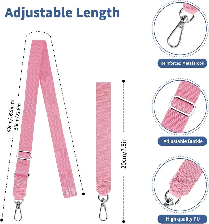 CACOE Phone Lanyard 2 Pcs-1 Pcs Adjustable Neck Strap,1 Pcs Wrist Strap,4 Pads,Universal Crossbody Multifuctional Cell Phone Lanyards Compatible with Most Smartphones(Pink) - Image 4